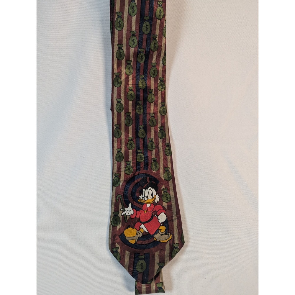 Mickey Unlimited Disney Scrooge McDuck Money Bags Striped Silk Tie Made in Italy